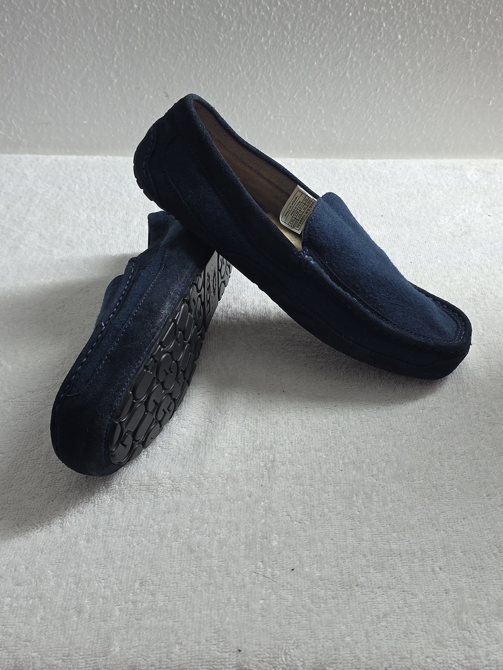 Ugg Australia Mens 12 Alder Navy Blue Driving Shearling Loafers Nice Clean Guc - Picture 16 of 16
